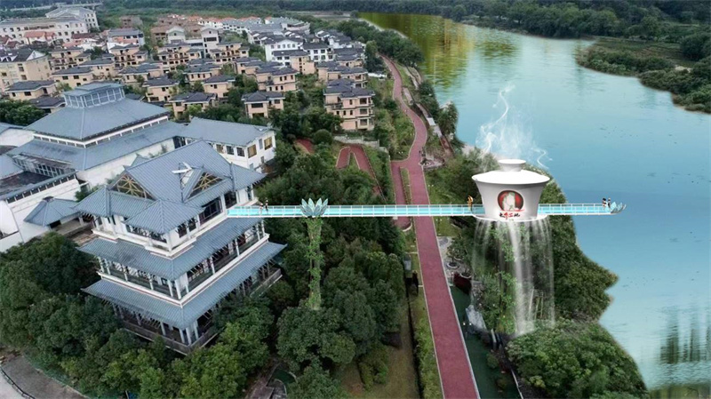 福建武夷山茶博園茶藝玻璃廊橋